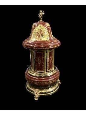 Italian Reuge Carousel Music Box Cigarette Lipstick Caddy